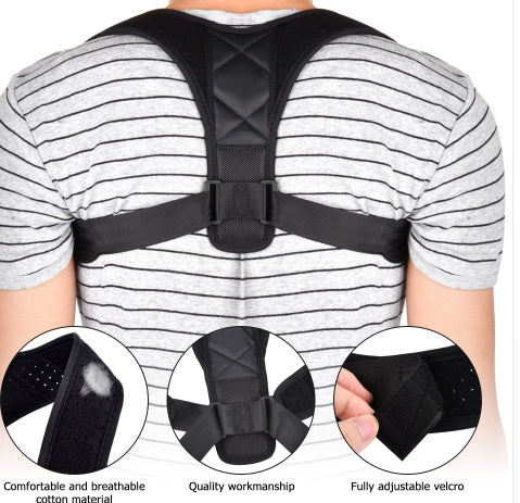 Posture corrector back brace in use at a desk