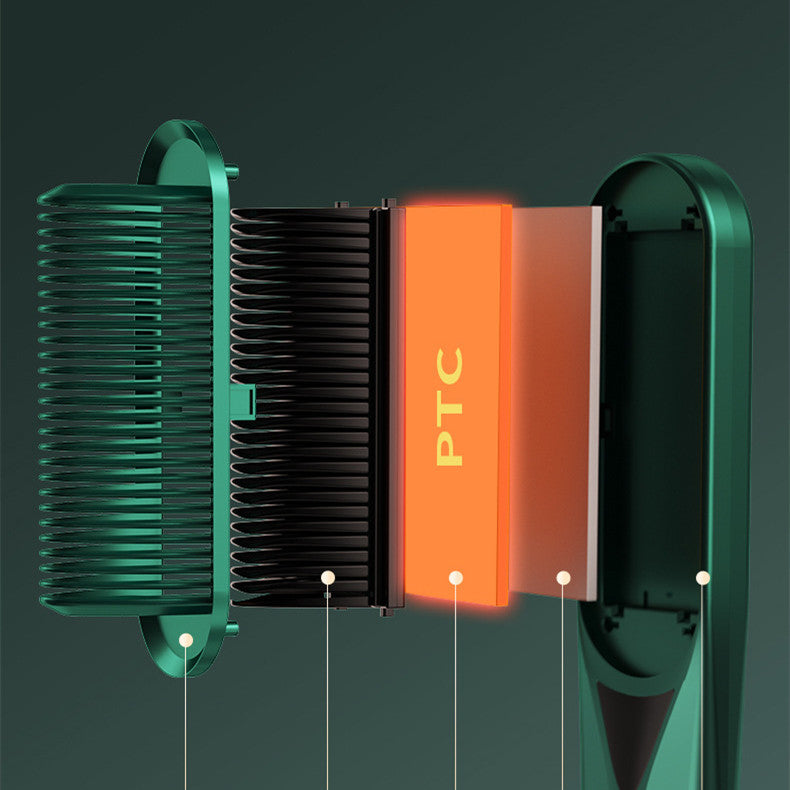 Self-heating anion straightening comb size comparison in hand