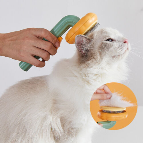 Self-cleaning pumpkin slicker brush for cats