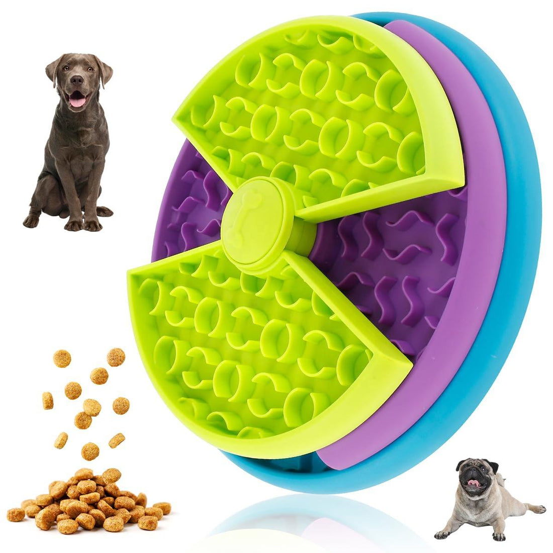 Interactive dog puzzle feeder with slow feeder bowl and lick mat