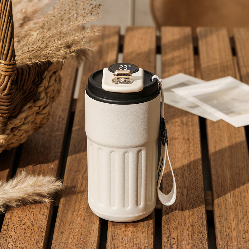 Smart thermal bottle product photo flat lay