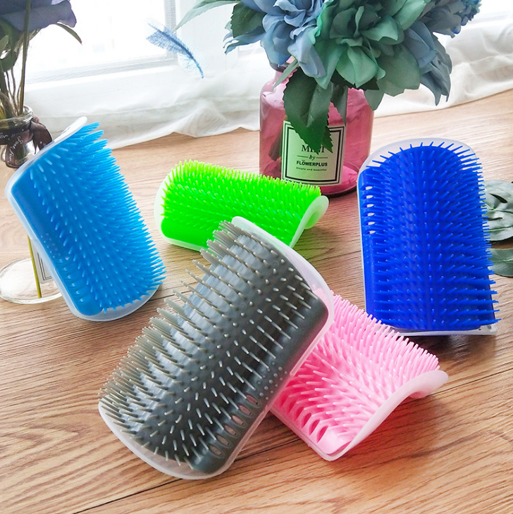 Cat self-grooming wall brush bristle close-up