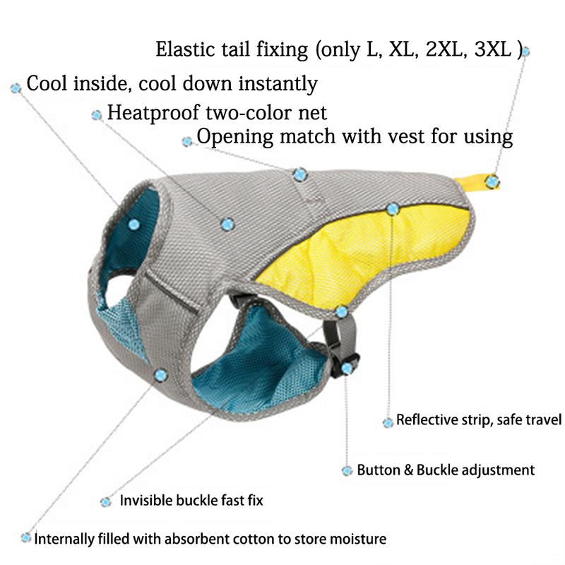 Cooling vest for dogs shown from the back
