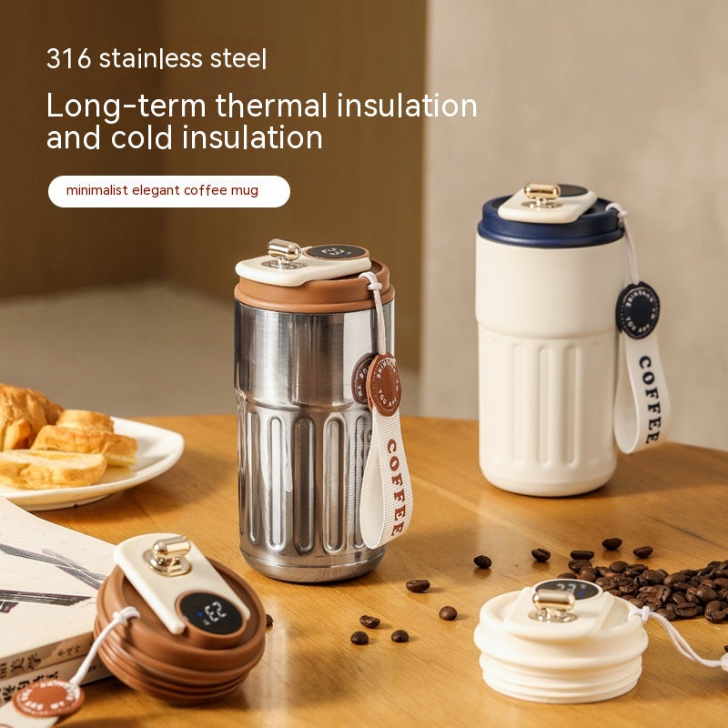 Smart thermal bottle size comparison in hand