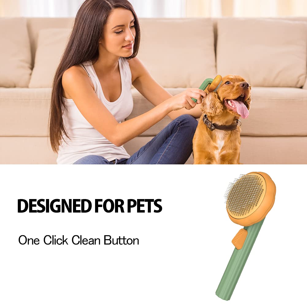 Self-cleaning pumpkin slicker brush shown from the side
