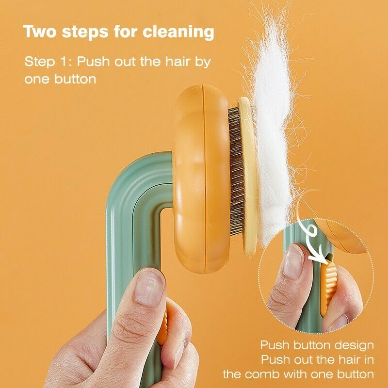 Self-cleaning pumpkin slicker brush self-cleaning fur release
