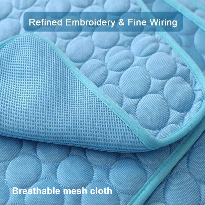 Ice silk cooling mat shown from above