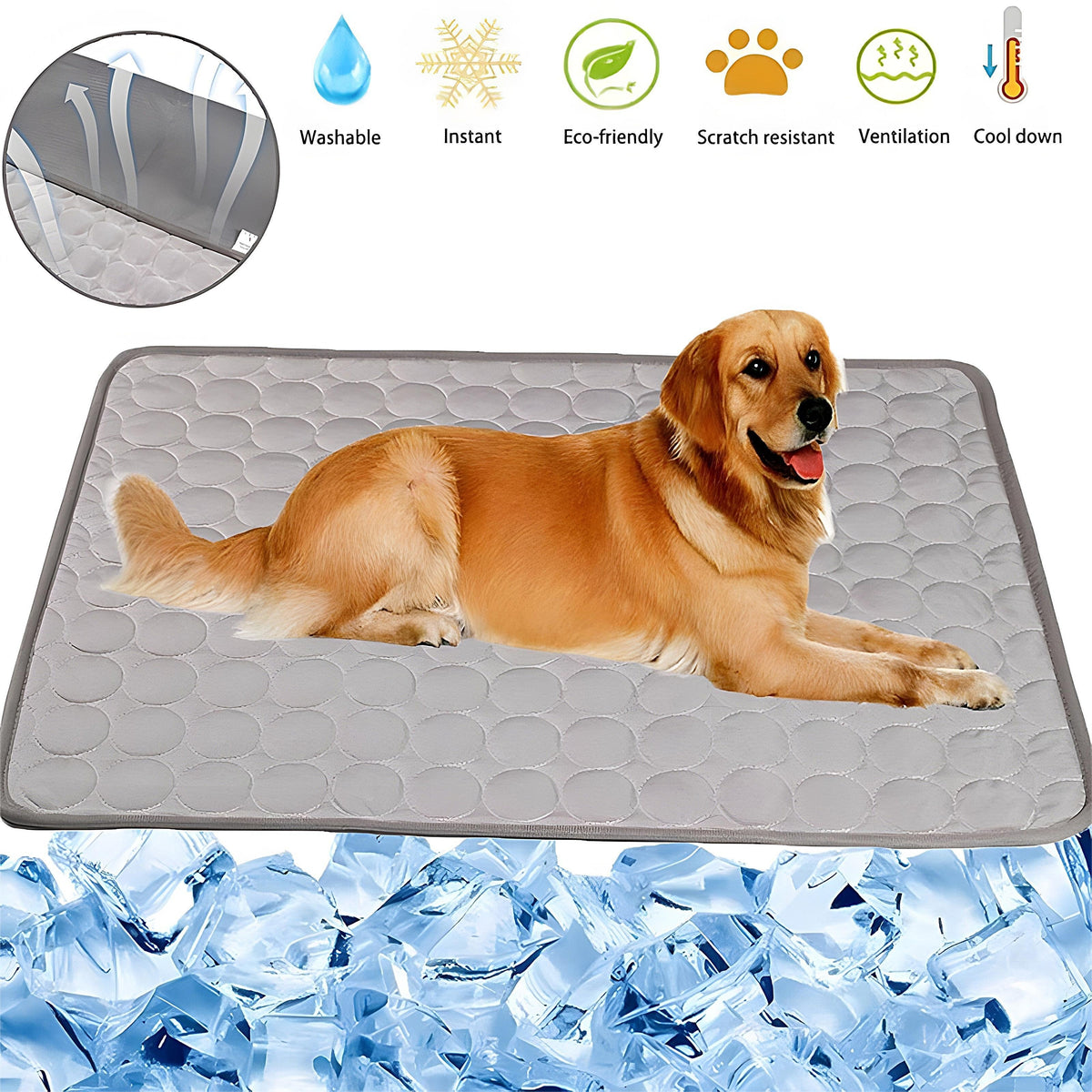 Ice silk cooling mat rolled up