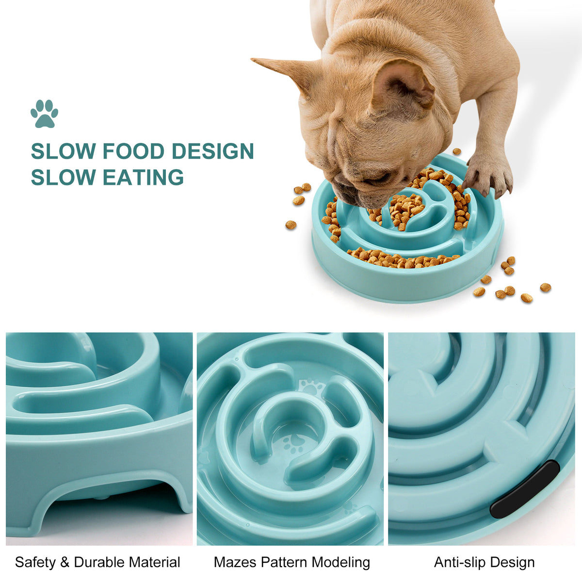 Slow feeder dog bowl labyrinth design close-up