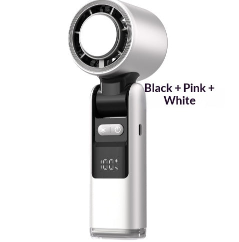 Mini turbo cooling fan on a nightstand