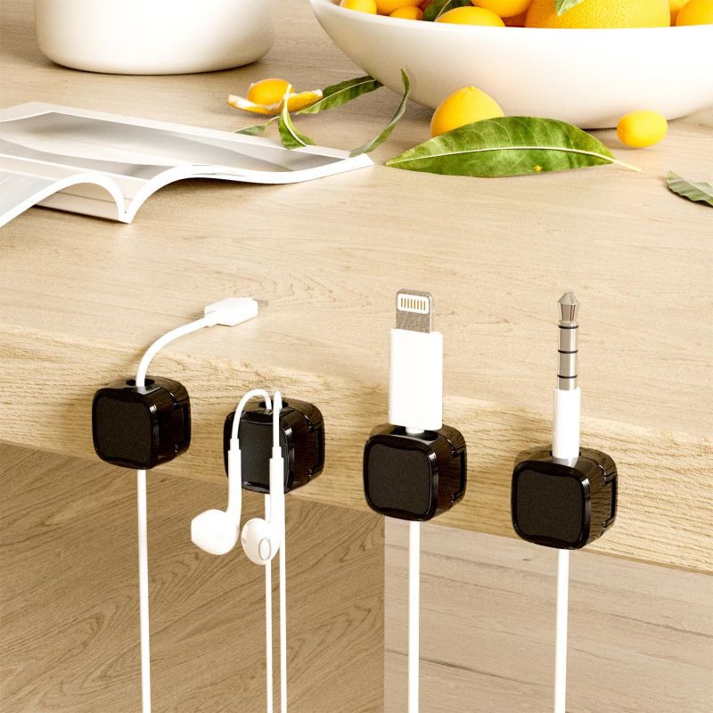 Magnetic cable clips adhesive backing close-up