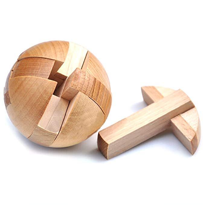 Wooden magic ball puzzle size comparison