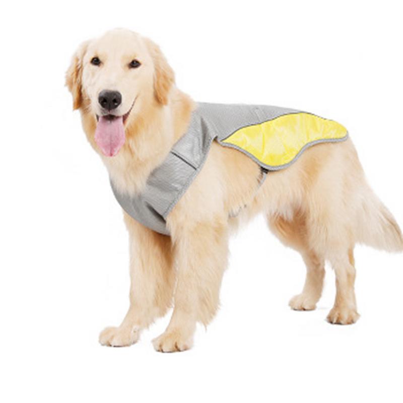 Cooling vest for dogs worn by a dog