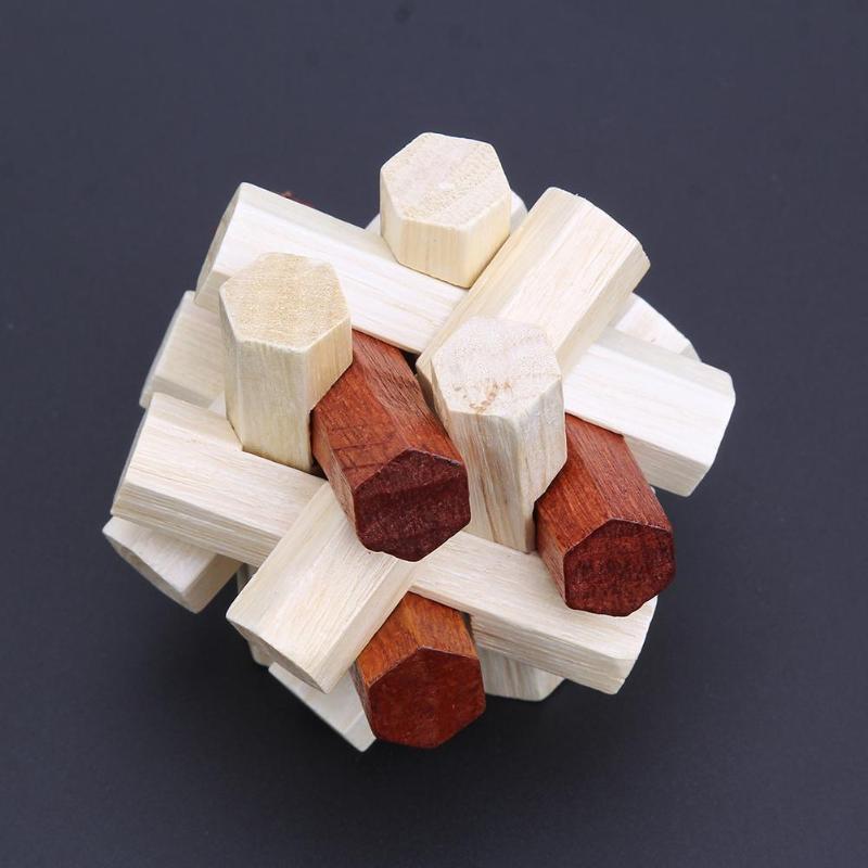 Kongming Luban Lock puzzle wood pieces detail