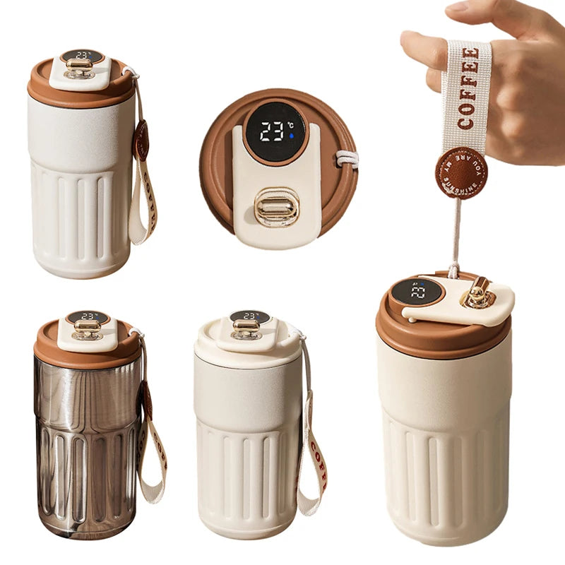 Smart thermal bottle temperature display close-up