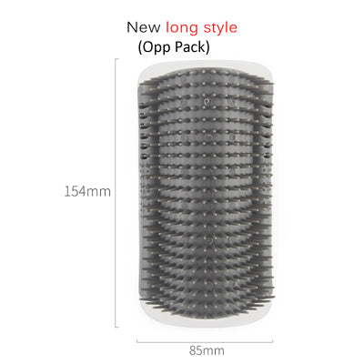 Cat self-grooming wall brush with a cat rubbing against it
