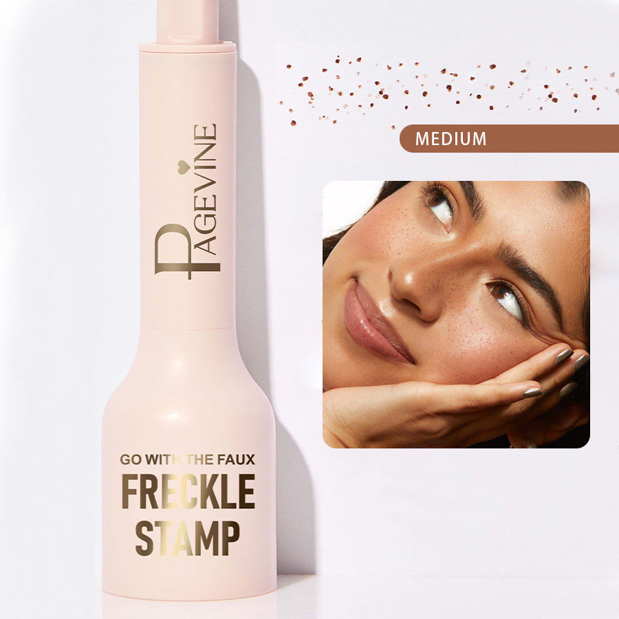 Waterproof freckle stamp pen applied on cheek