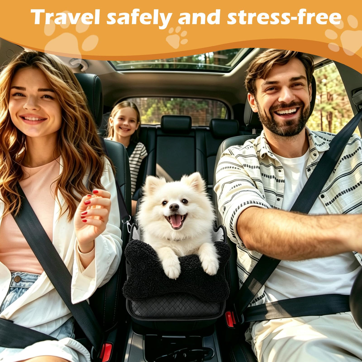 Non-slip base and anchor straps on the dog booster seat