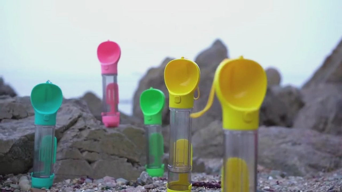 3-in-1 Portable Pet Water Bottle & Feeder video